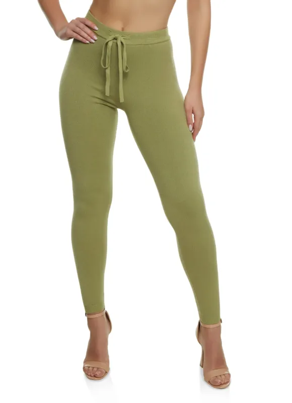 Ribbed High Waist Drawstring Leggings sold by Rainbow