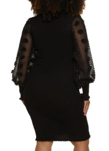 Plus Size Floral Organza Sleeve Midi Dress sold by Rainbow