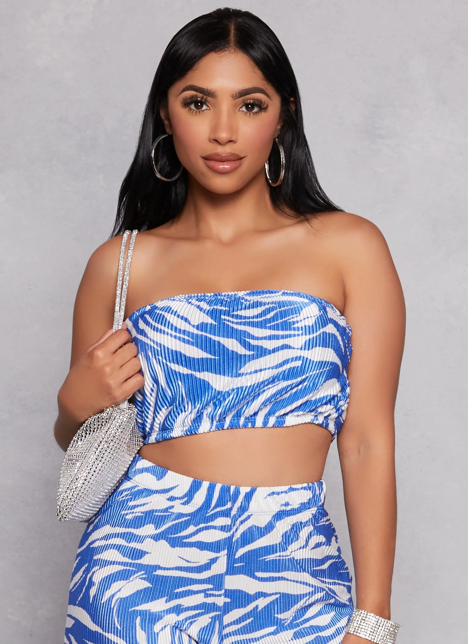 Plisse Printed Cropped Tube Top sold by Rainbow