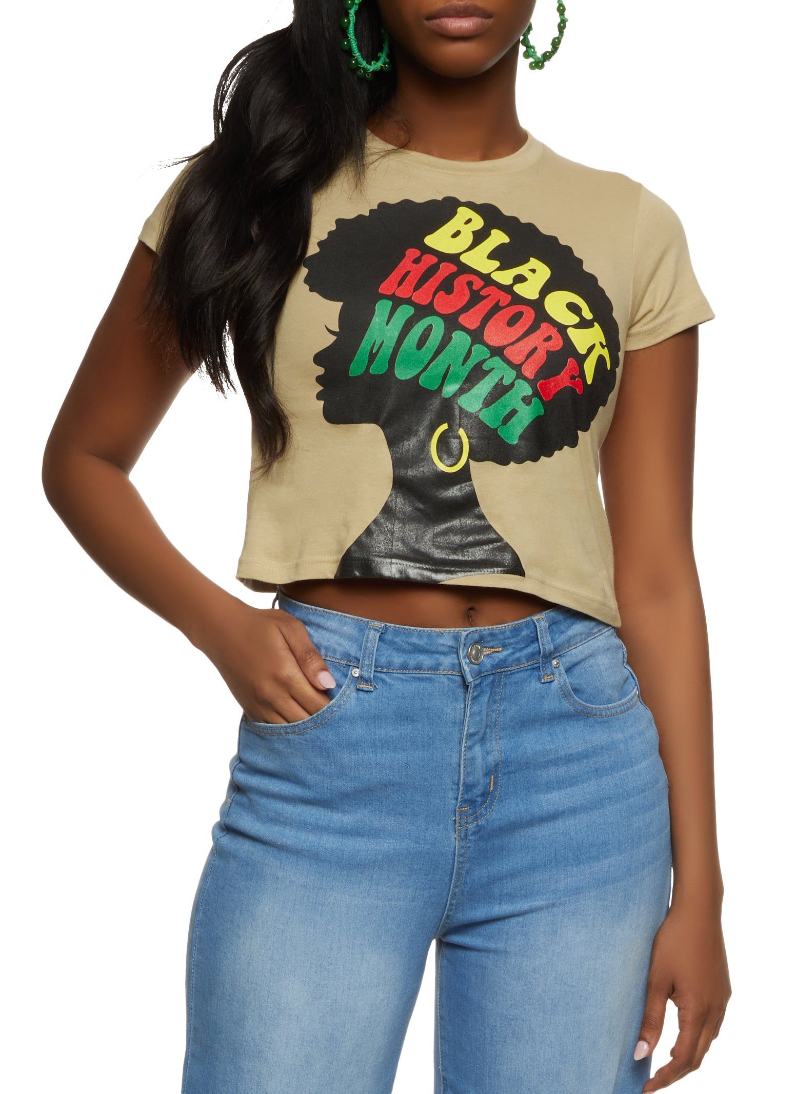 Black History Month Cropped Graphic Tee sold by Rainbow