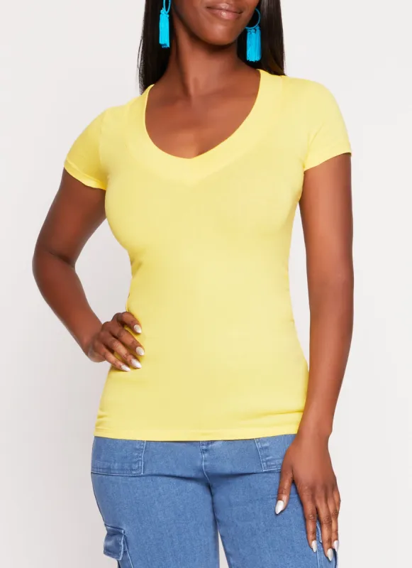 Basic V Neck Short Sleeve Tee sold by Rainbow