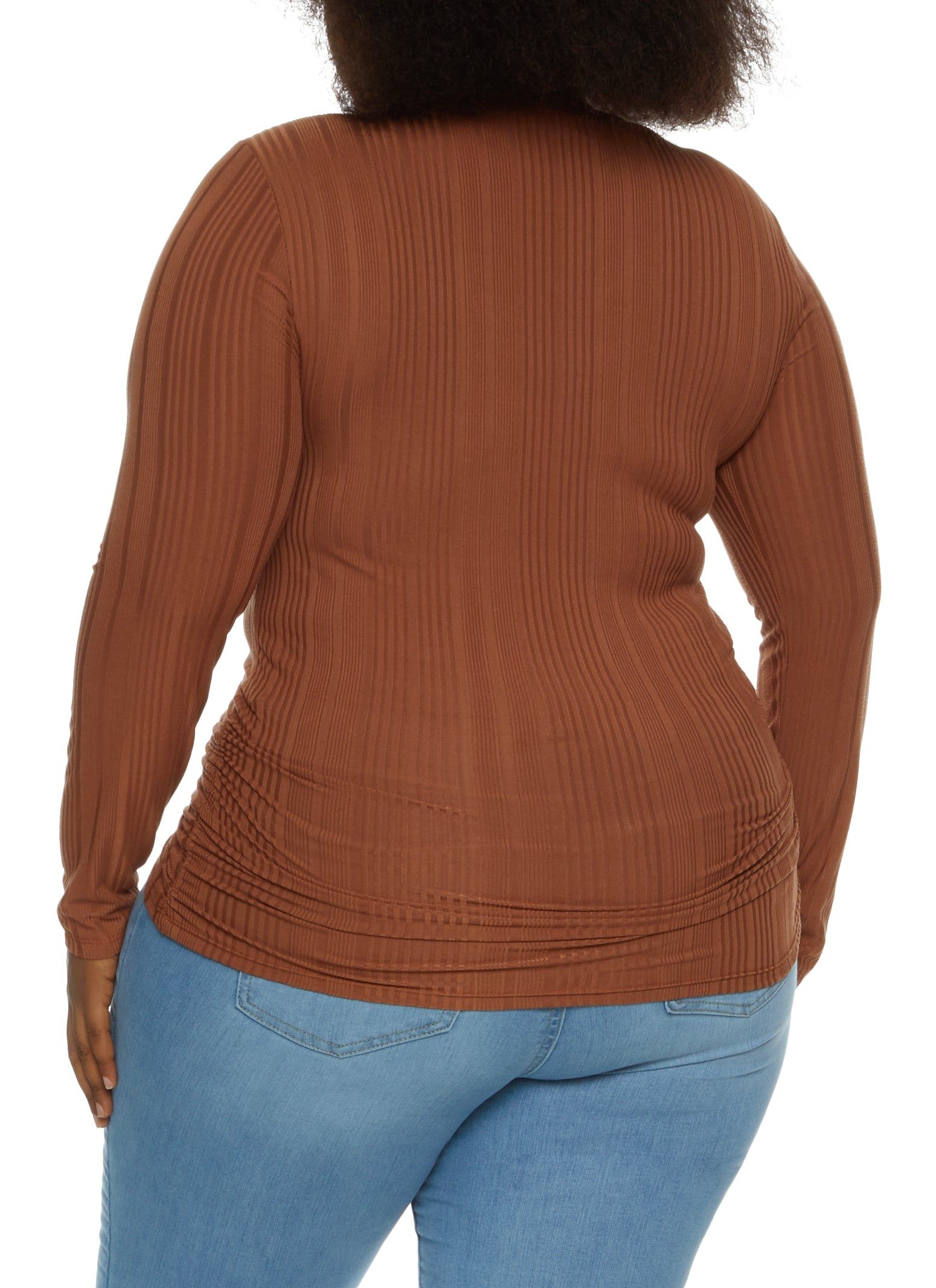 Plus Size Ribbed Knit Long Sleeve Ruched Top sold by Rainbow product image thumbnail 2