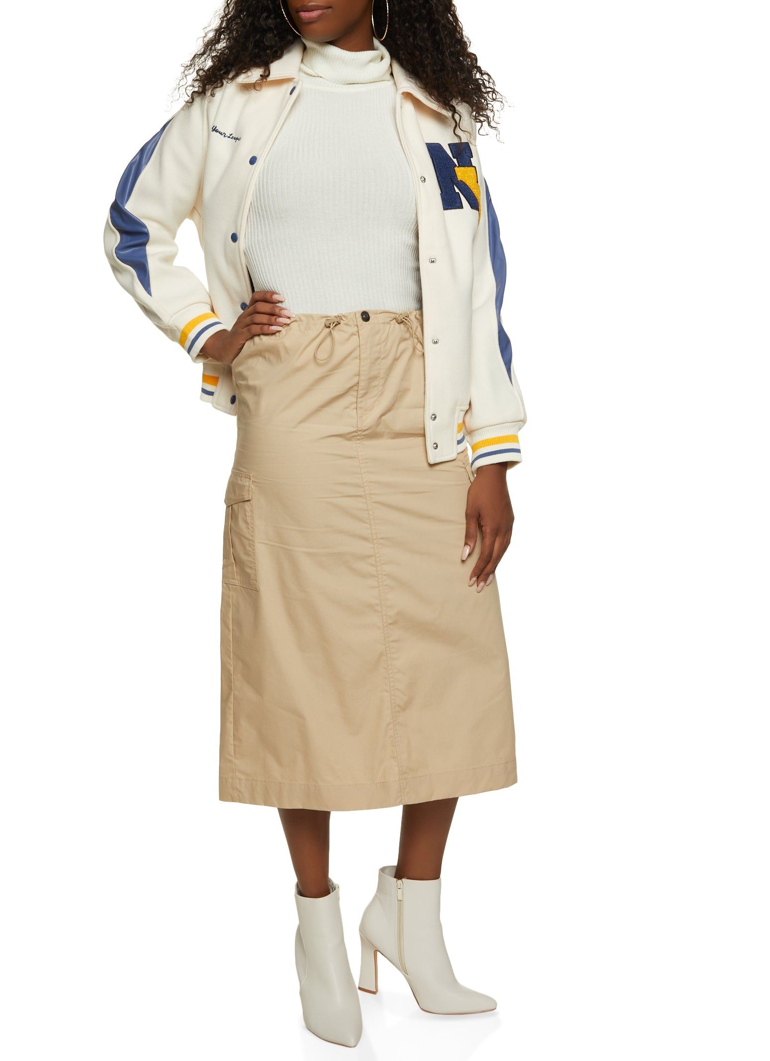 Poplin Toggle Drawstring Midi Skirt sold by Rainbow product image thumbnail 2