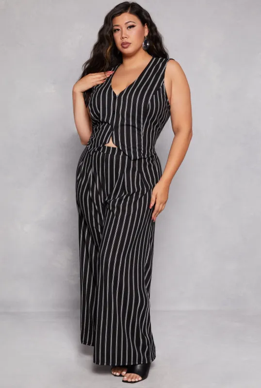 Plus Size Striped Wide Leg Dress Pants sold by Rainbow