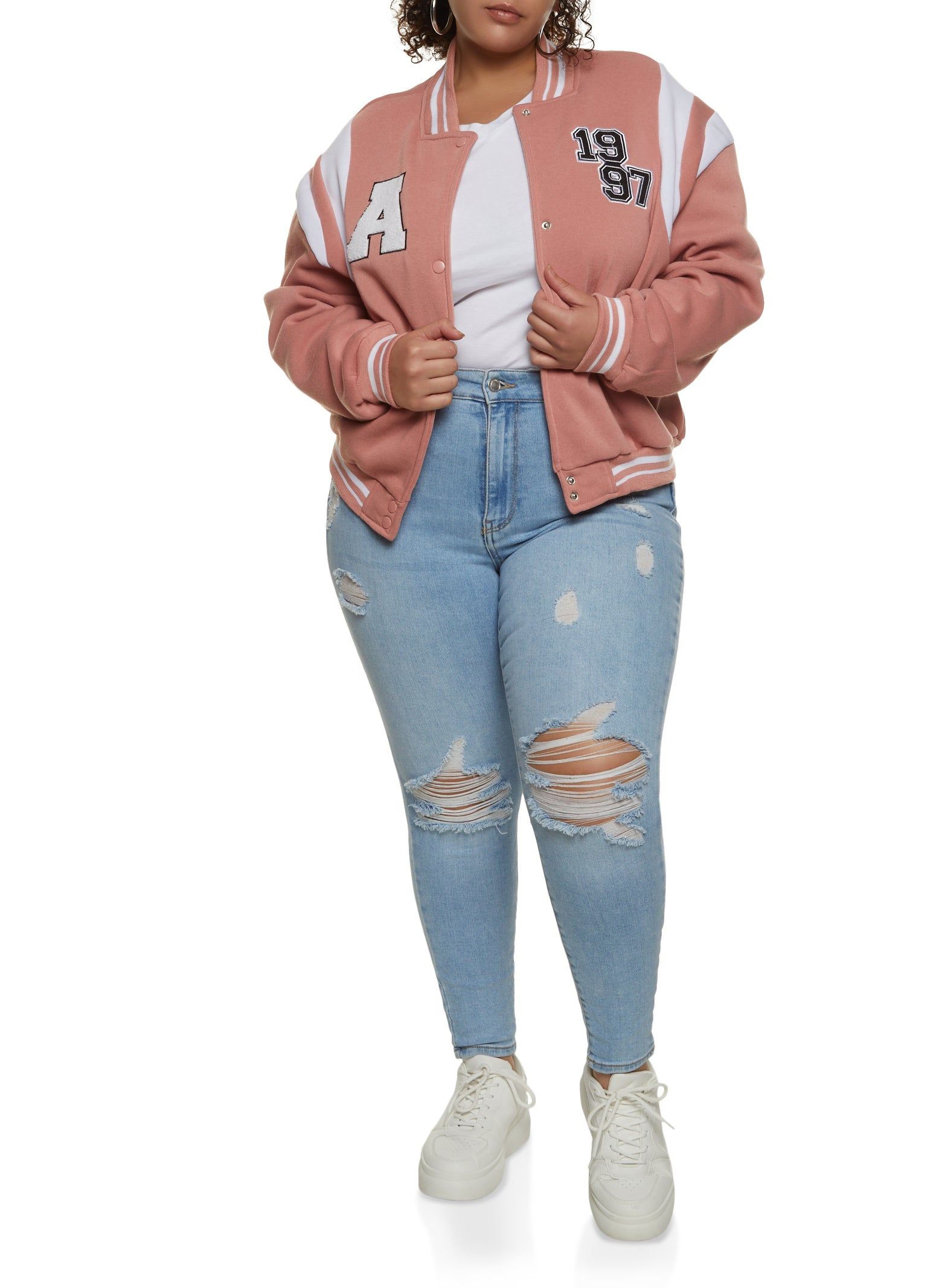 Plus Size Chenille Patch Letterman Jacket sold by Rainbow product image thumbnail 2