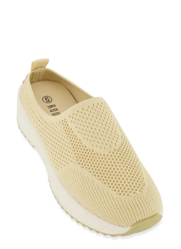 Textured Knit Platform Mule Sneakers sold by Rainbow