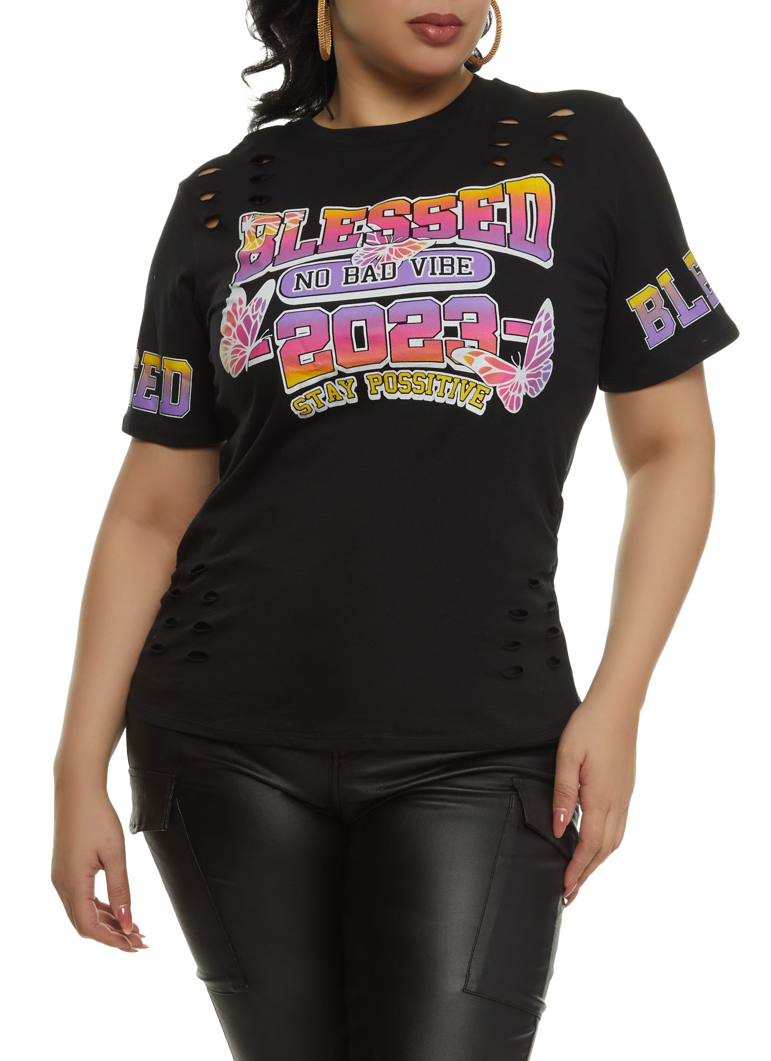 Plus Size Blessed 2023 Laser Cut Tee sold by Rainbow