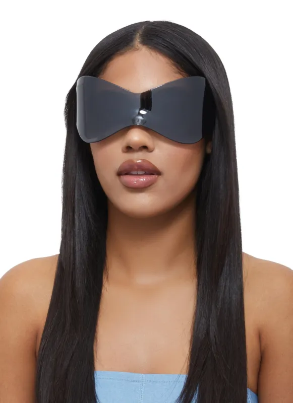 Oversized Rimless Wrap Shield Sunglasses sold by Rainbow