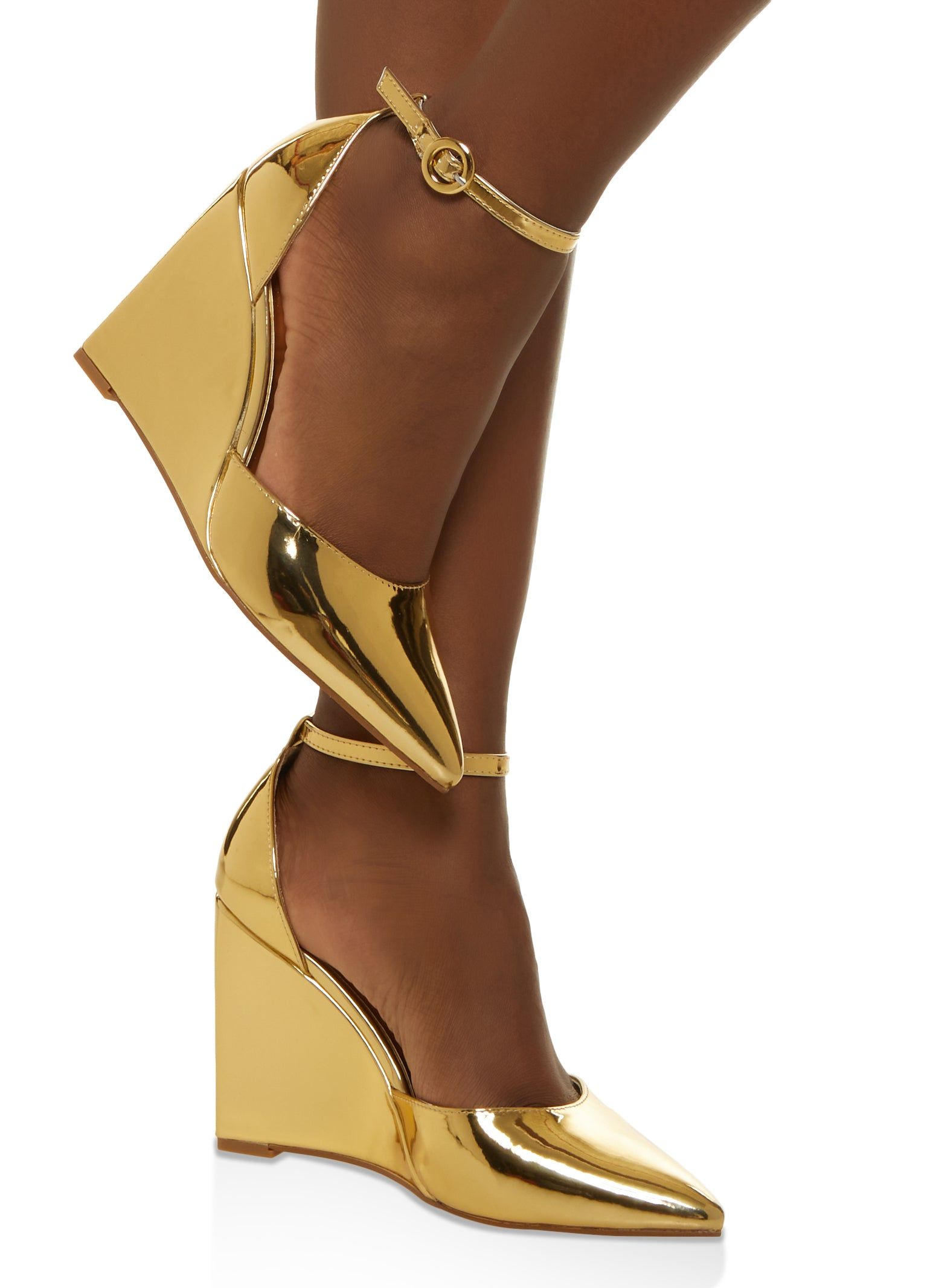 Pointed Toe Ankle Strap Wedges sold by Rainbow