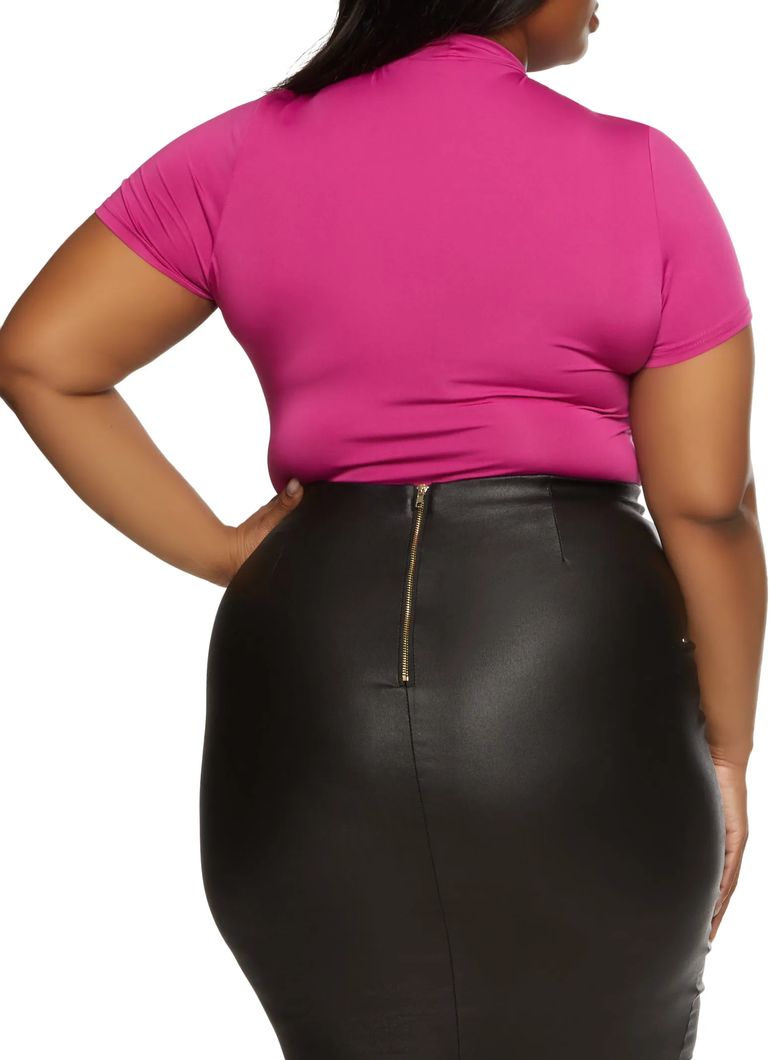 Plus Size Basic Mock Neck Bodysuit sold by Rainbow product image thumbnail 3