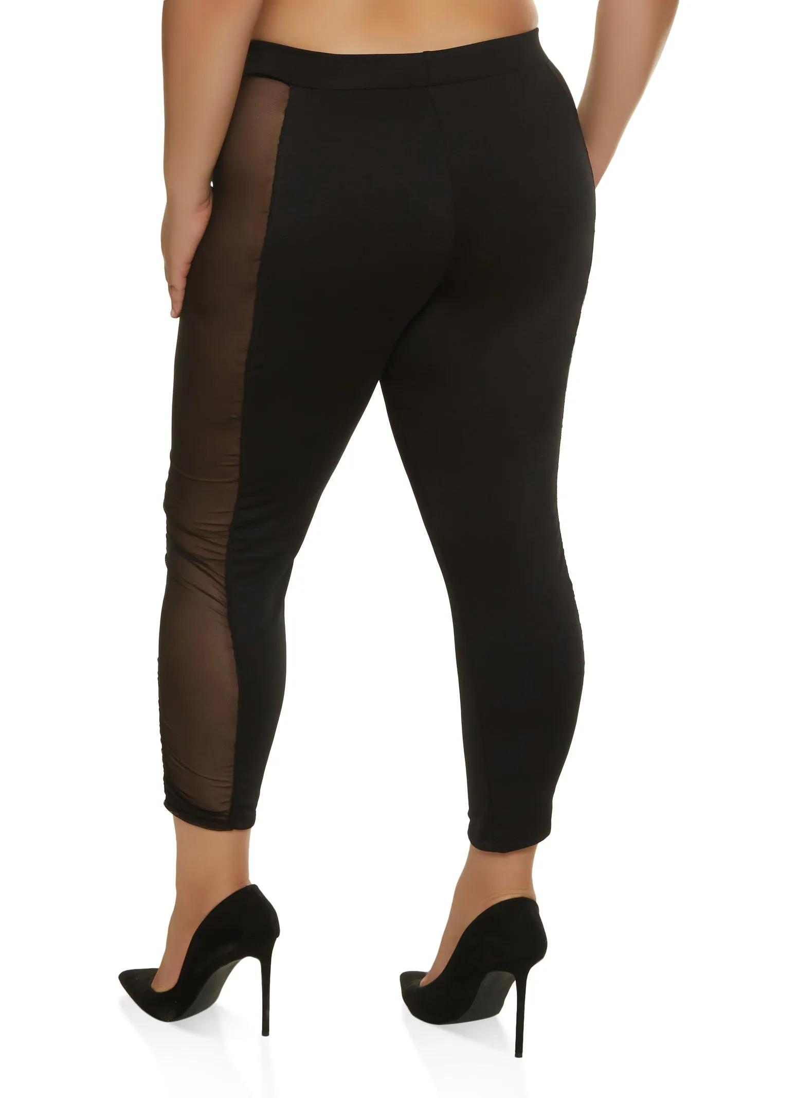 Plus Size Solid Mesh Detail Leggings sold by Rainbow product image thumbnail 2