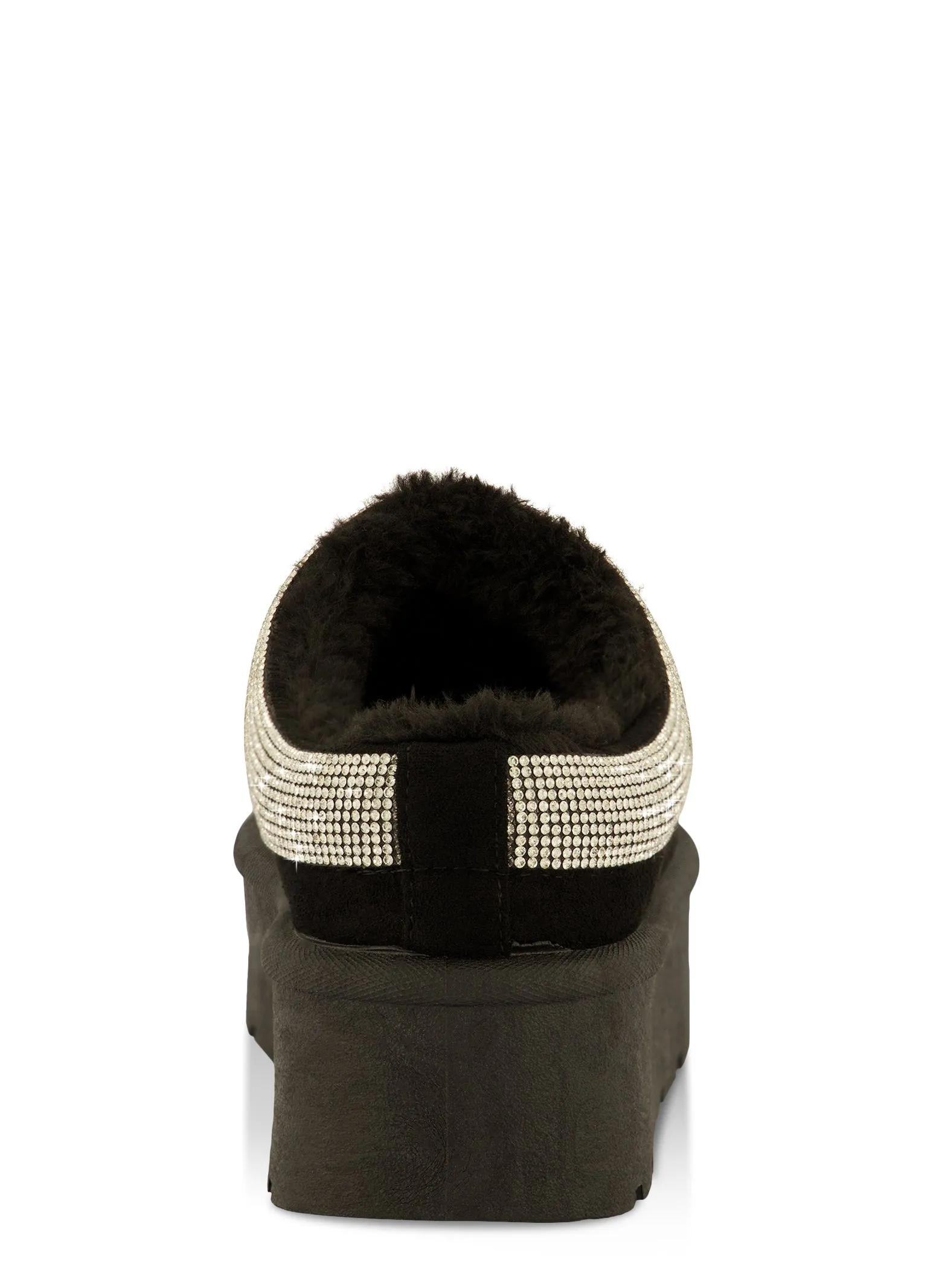Rhinestone Trim Sherpa Lined Platform Clogs sold by Rainbow product image thumbnail 3