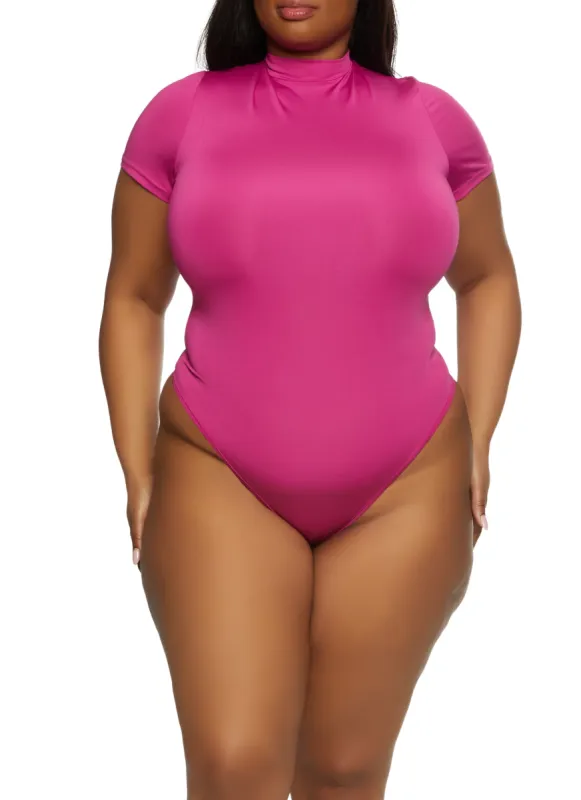 Plus Size Basic Mock Neck Bodysuit sold by Rainbow