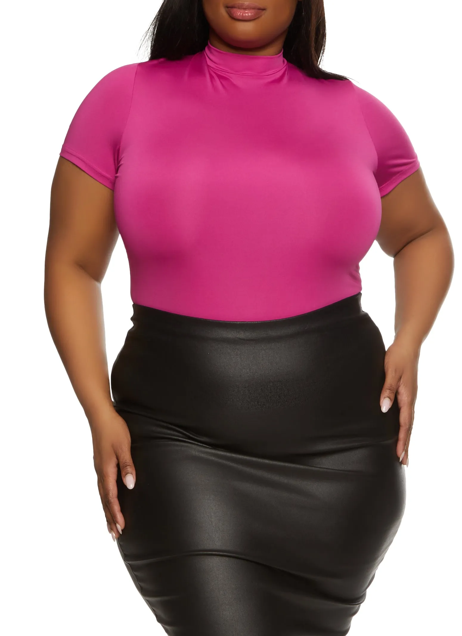 Plus Size Basic Mock Neck Bodysuit sold by Rainbow product image thumbnail 2
