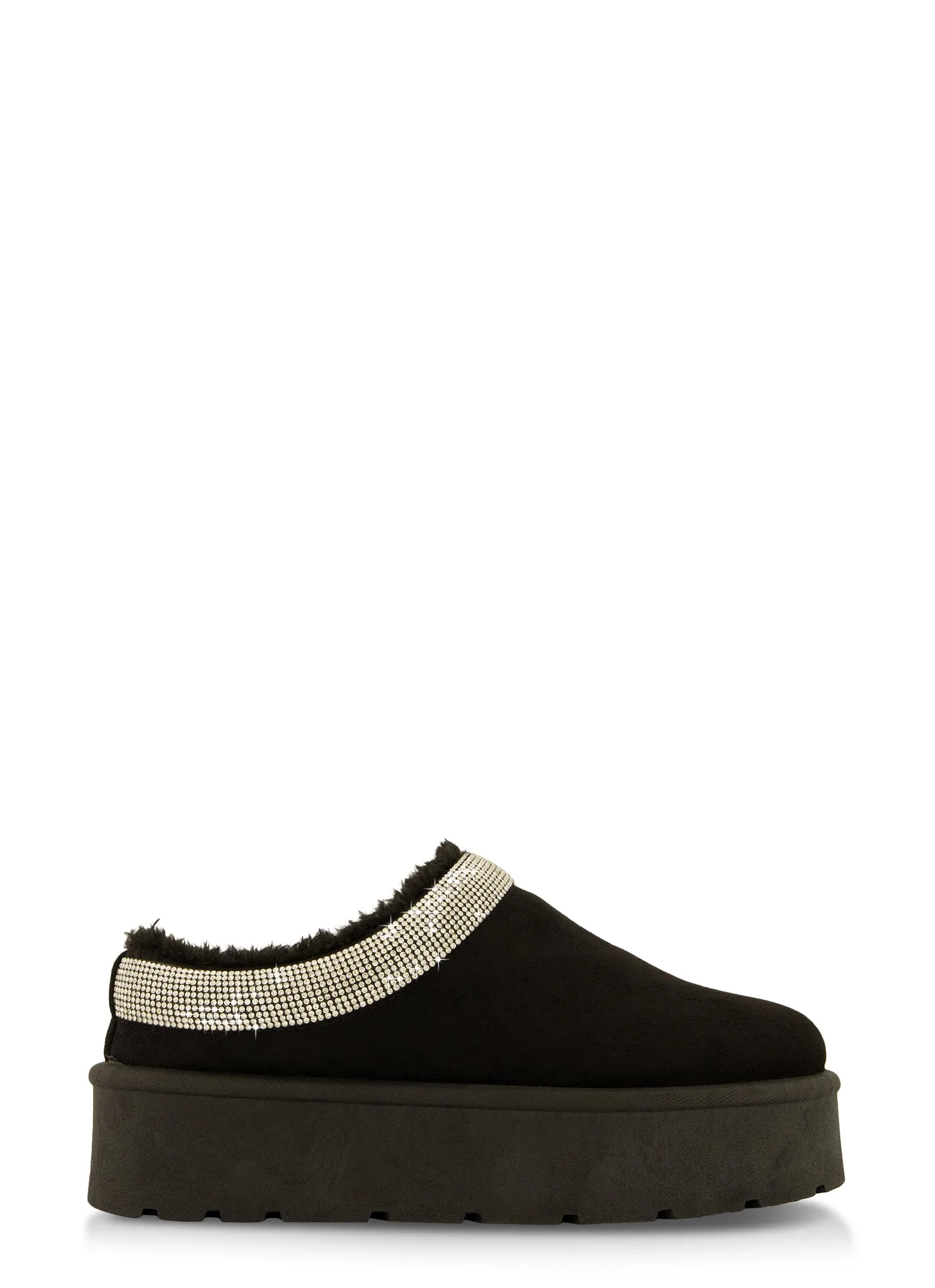 Rhinestone Trim Sherpa Lined Platform Clogs sold by Rainbow product image thumbnail 2