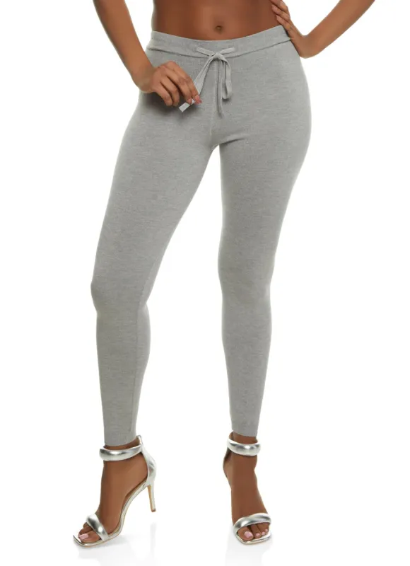 Ribbed High Waist Drawstring Leggings sold by Rainbow