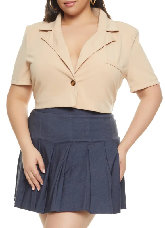 Plus Size Short Sleeve Cropped Blazer sold by Rainbow