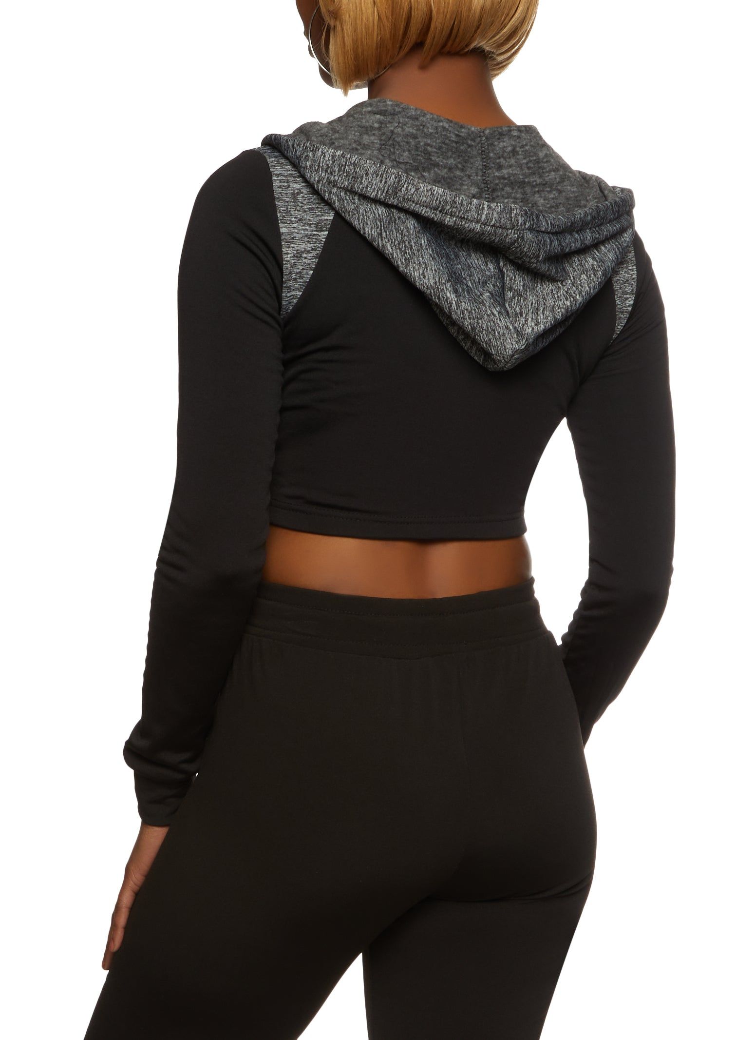 Color Blocked Zip Front Cropped Track Jacket sold by Rainbow product image thumbnail 3