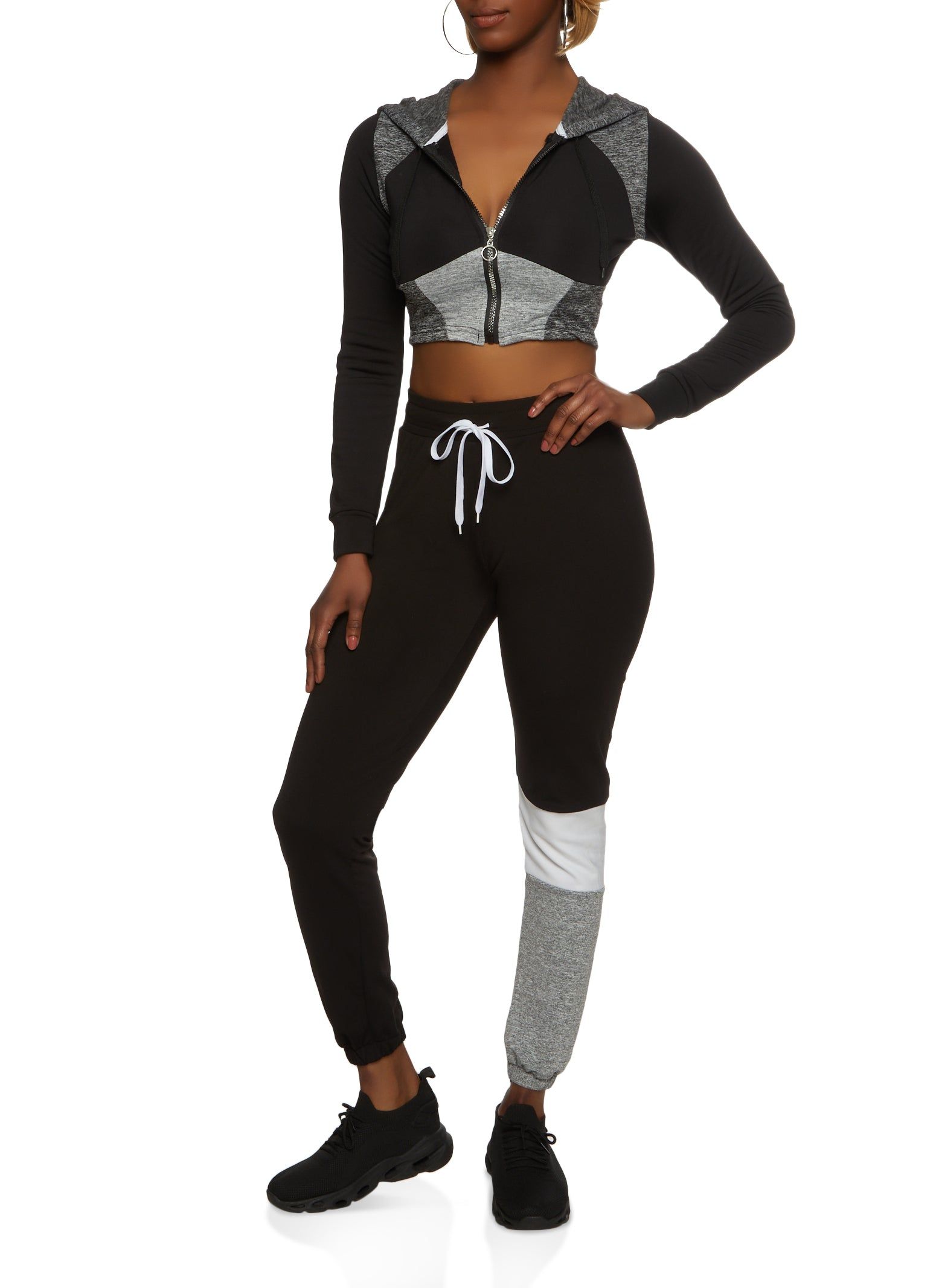 Color Blocked Zip Front Cropped Track Jacket sold by Rainbow