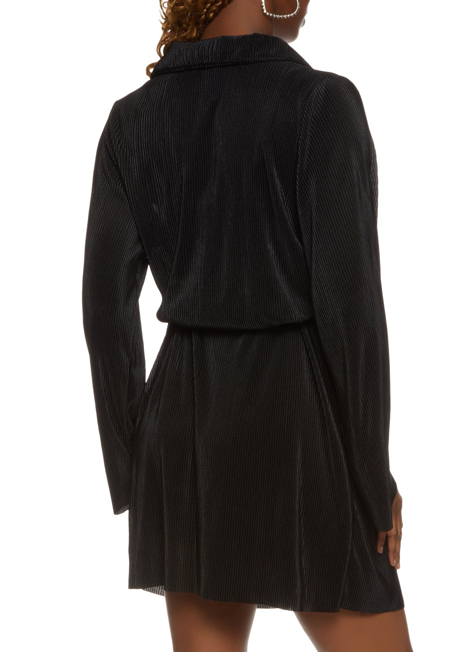 Plisse Tie Waist Shirt Dress sold by Rainbow product image thumbnail 3