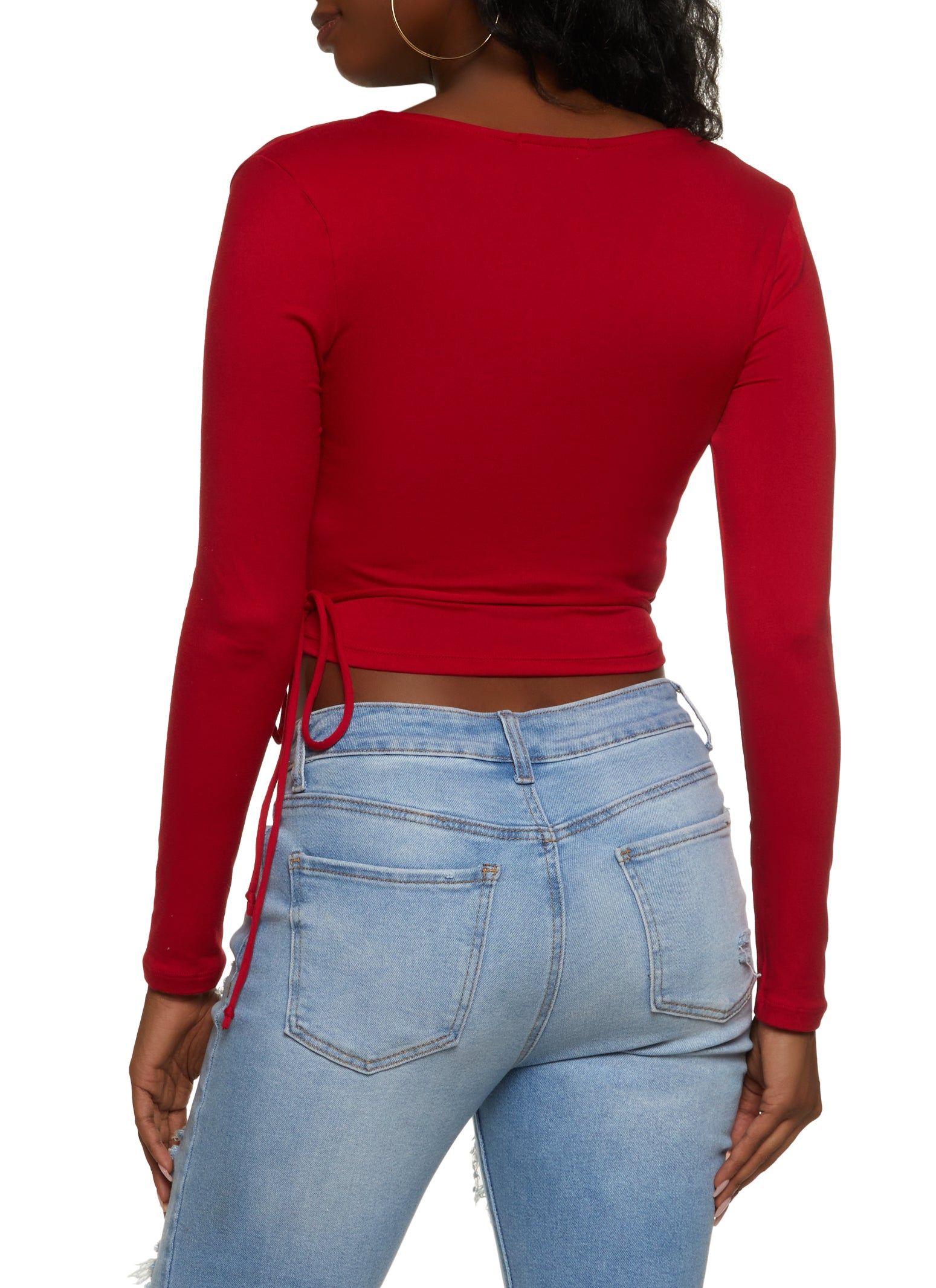 Soft Knit Side Tie Cropped Wrap Top sold by Rainbow product image thumbnail 2