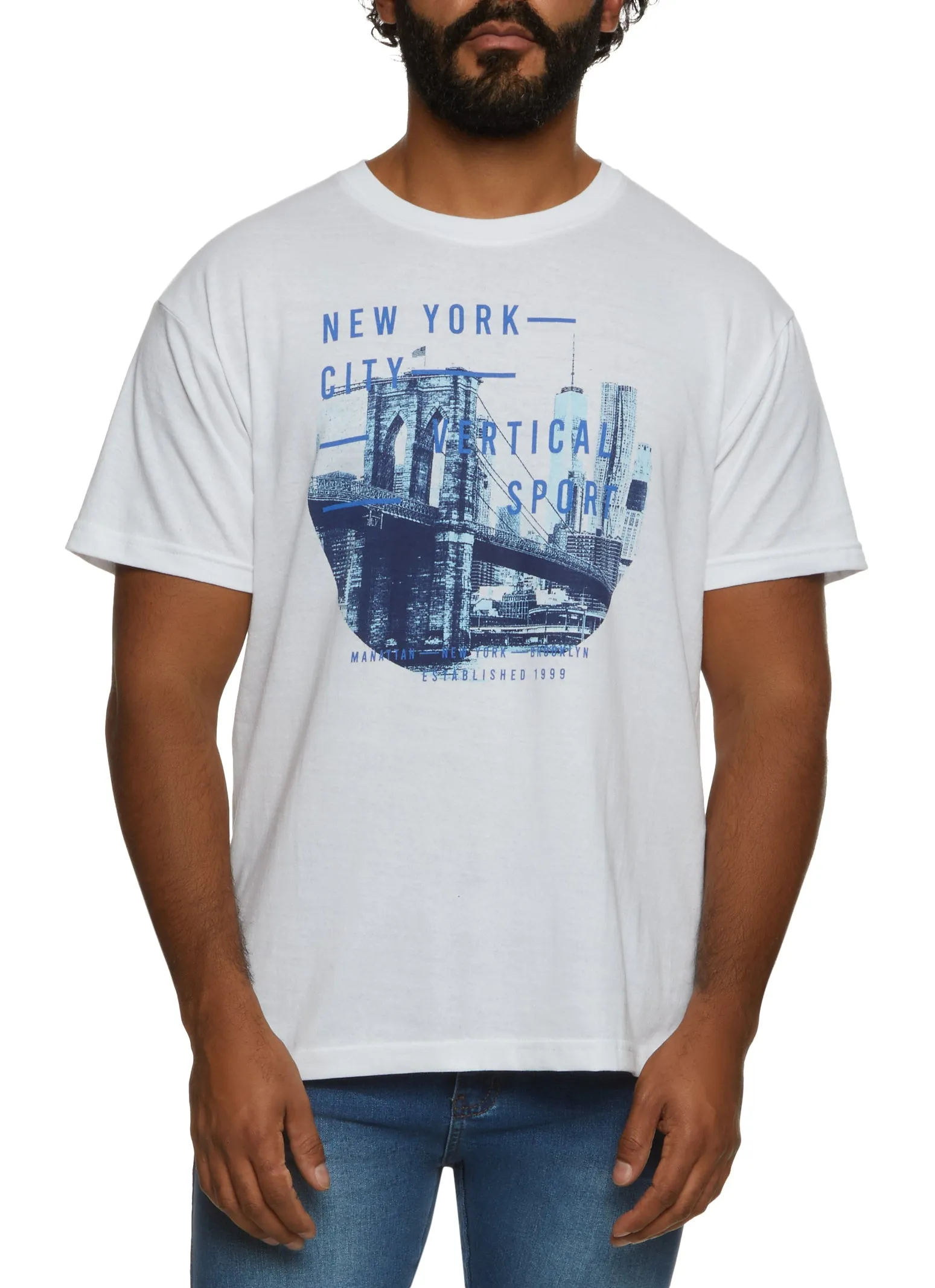 Mens New York City Short Sleeve Crew Neck Graphic T Shirt sold by Rainbow
