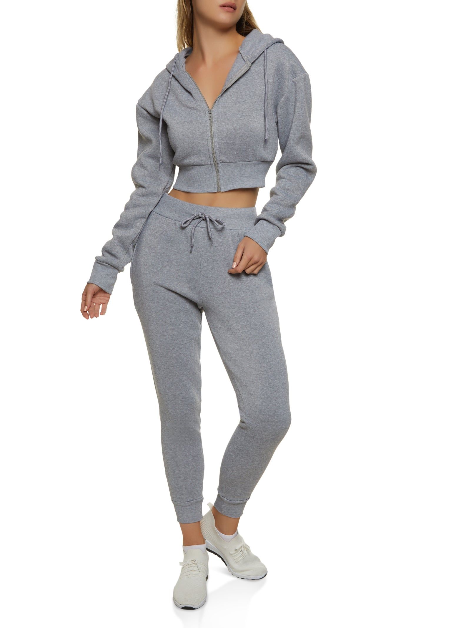 Fleece Zip Up Cropped Hoodie sold by Rainbow product image thumbnail 2