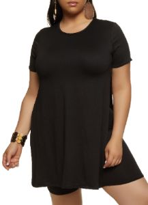 Plus Size Solid High Side Slit Tunic Tee sold by Rainbow
