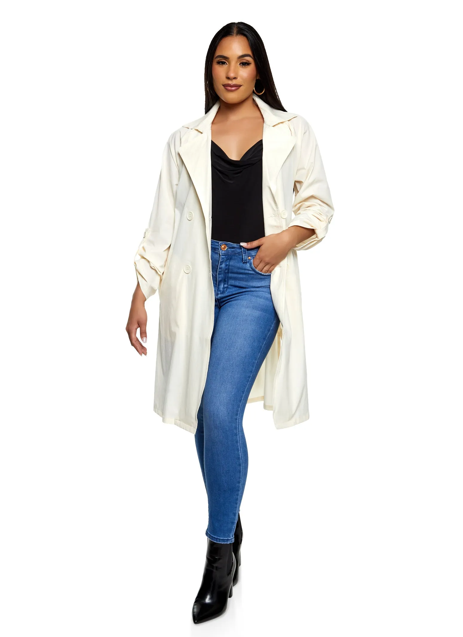 Iris Nylon Tie Waist Belted Trench Coat sold by Rainbow product image thumbnail 2