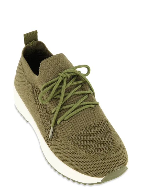 Textured Knit Lace Up Platform Sneakers sold by Rainbow