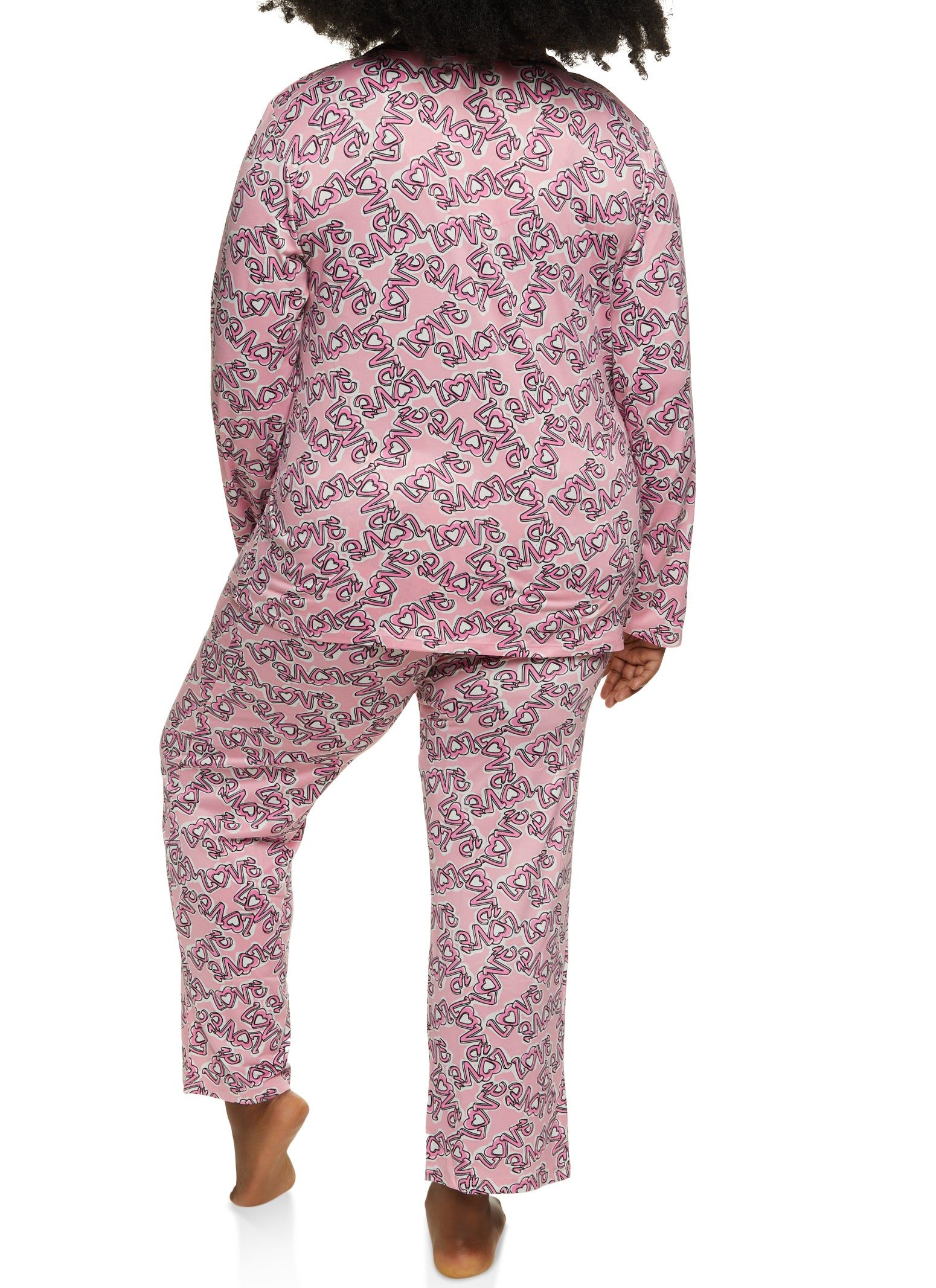 Plus Size Love Print Long Sleeve Pajama Top and Pants sold by Rainbow product image thumbnail 2