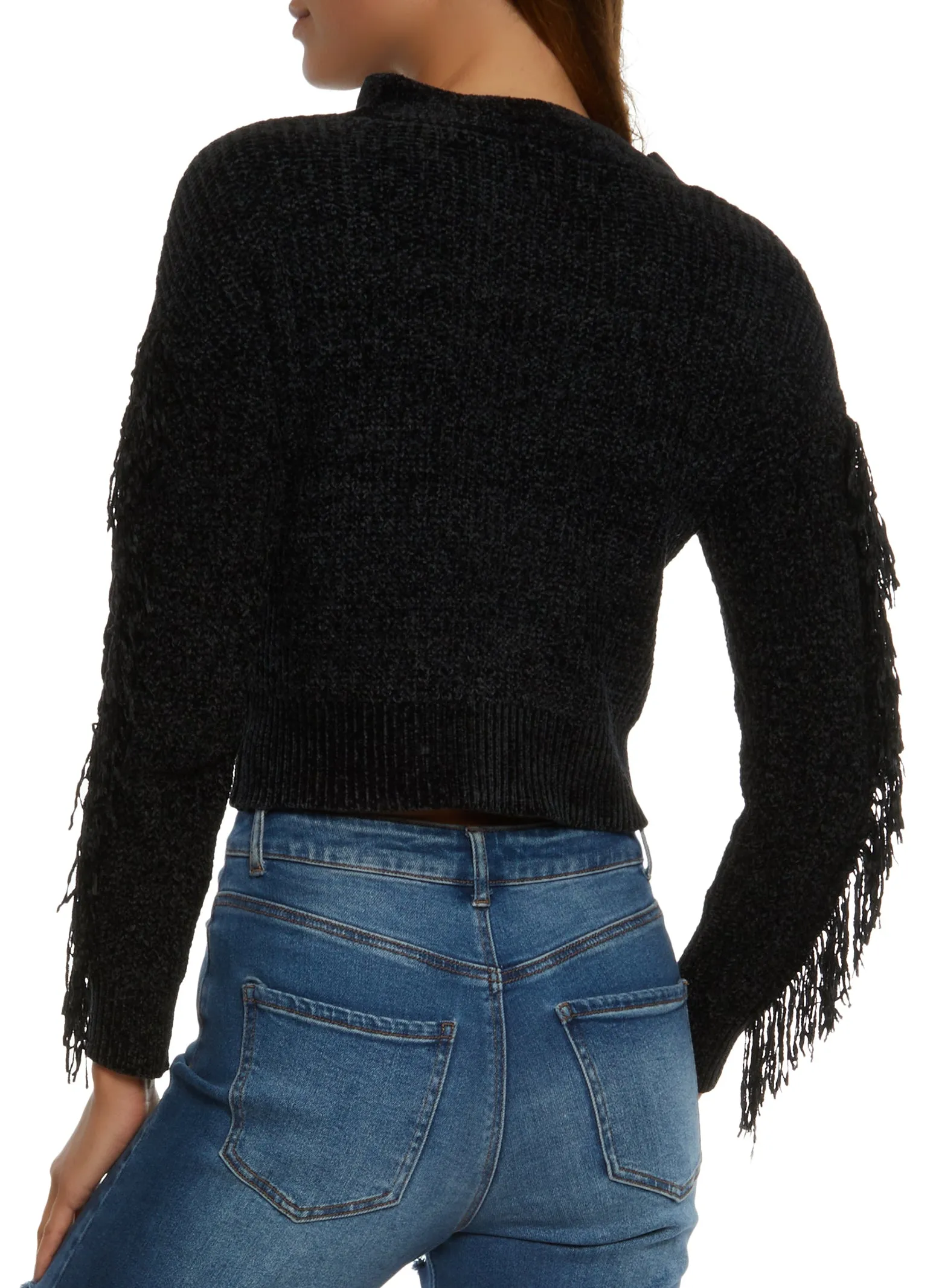 Chenille Cable Knit Fringe Cardigan sold by Rainbow product image thumbnail 2