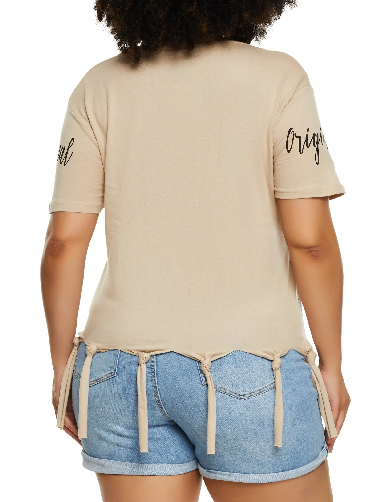 Plus Size Im Not Perfect But Im Original Knot Fringe Tee sold by Rainbow product image thumbnail 3
