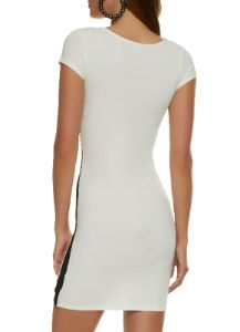 Crepe Knit Contrast Trim Wrap Dress sold by Rainbow