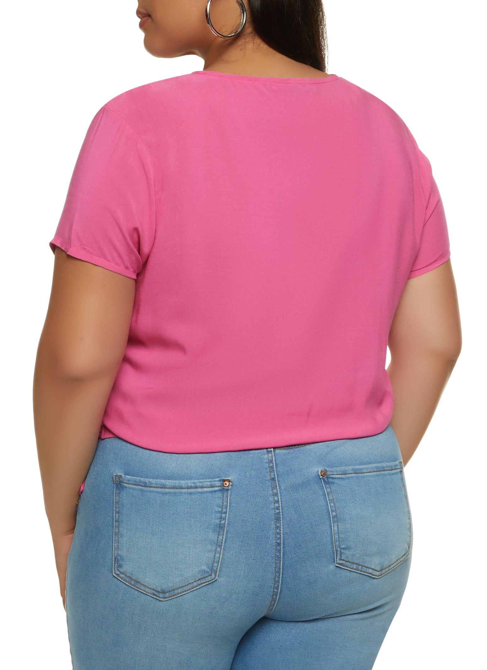 Plus Size Short Sleeve Side Tie Wrap Top sold by Rainbow product image thumbnail 2