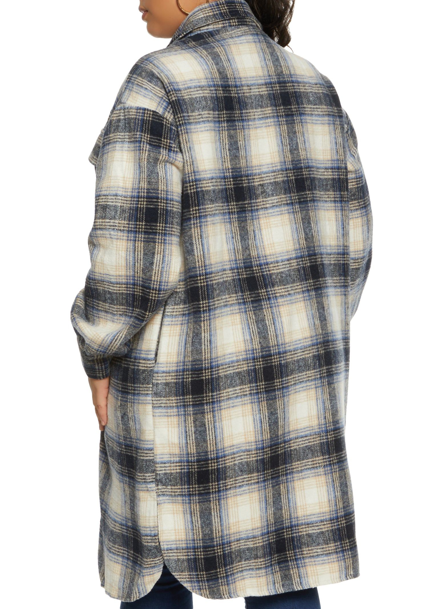 Plus Size Brushed Knit Plaid Longline Shacket sold by Rainbow product image thumbnail 2