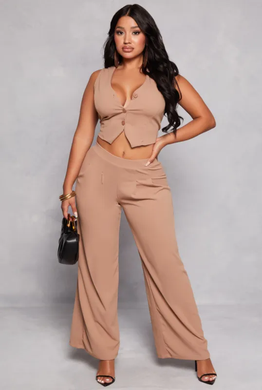 Pleated Detail Wide Leg Dress Pants sold by Rainbow