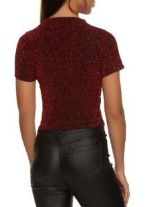 Lurex Short Sleeve High Neck Top sold by Rainbow
