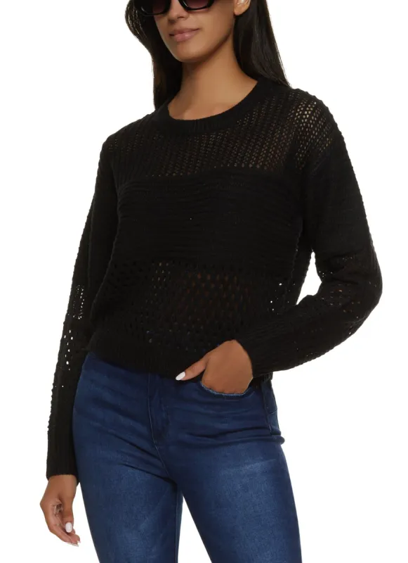 Pointelle Knit Pullover Sweater sold by Rainbow