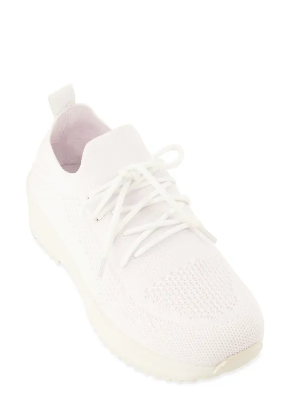 Textured Knit Lace Up Platform Sneakers sold by Rainbow