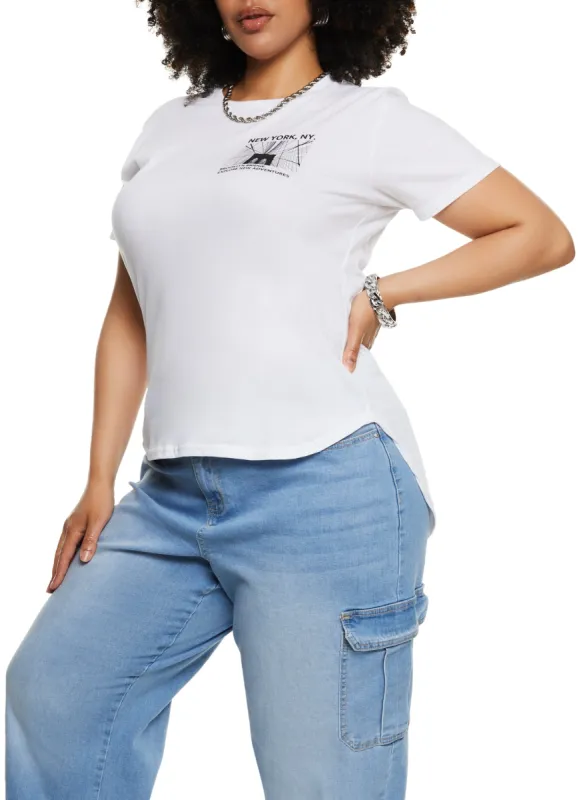 Plus Size High Low Hem New York Graphic Tee sold by Rainbow