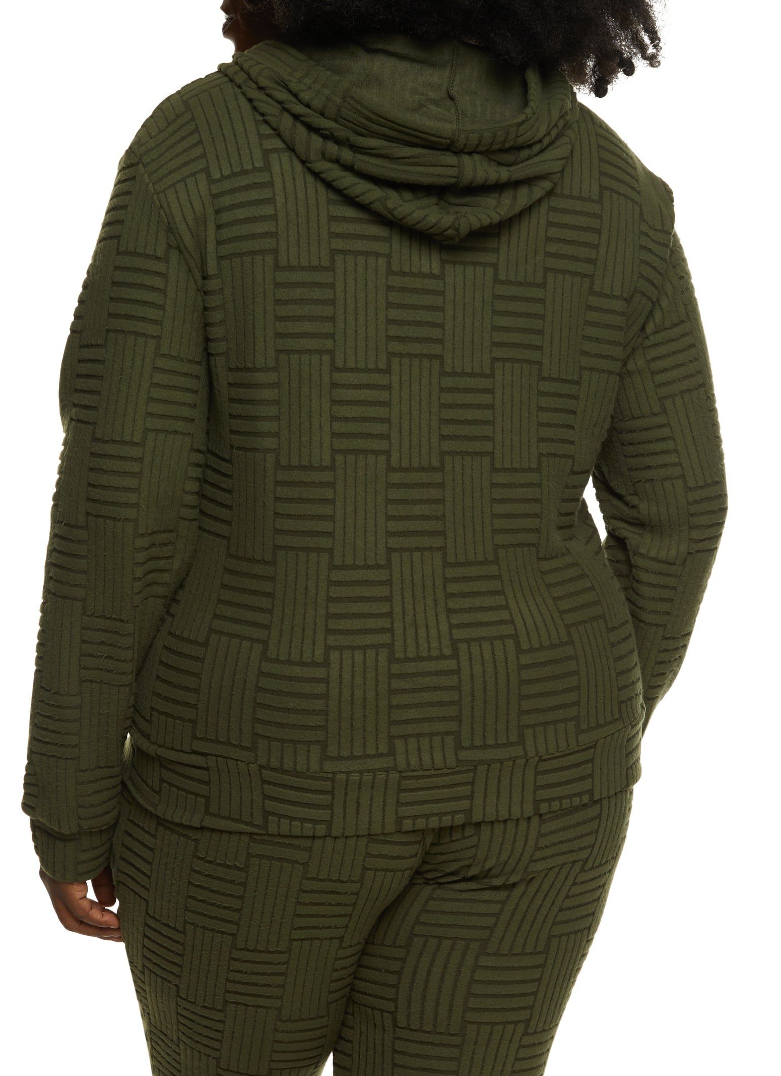 Plus Size Textured Fleece Zip Front Hoodie sold by Rainbow product image thumbnail 3