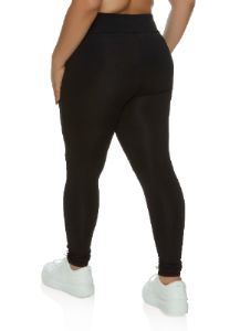 Plus Size Mesh Detail High Waisted Leggings sold by Rainbow