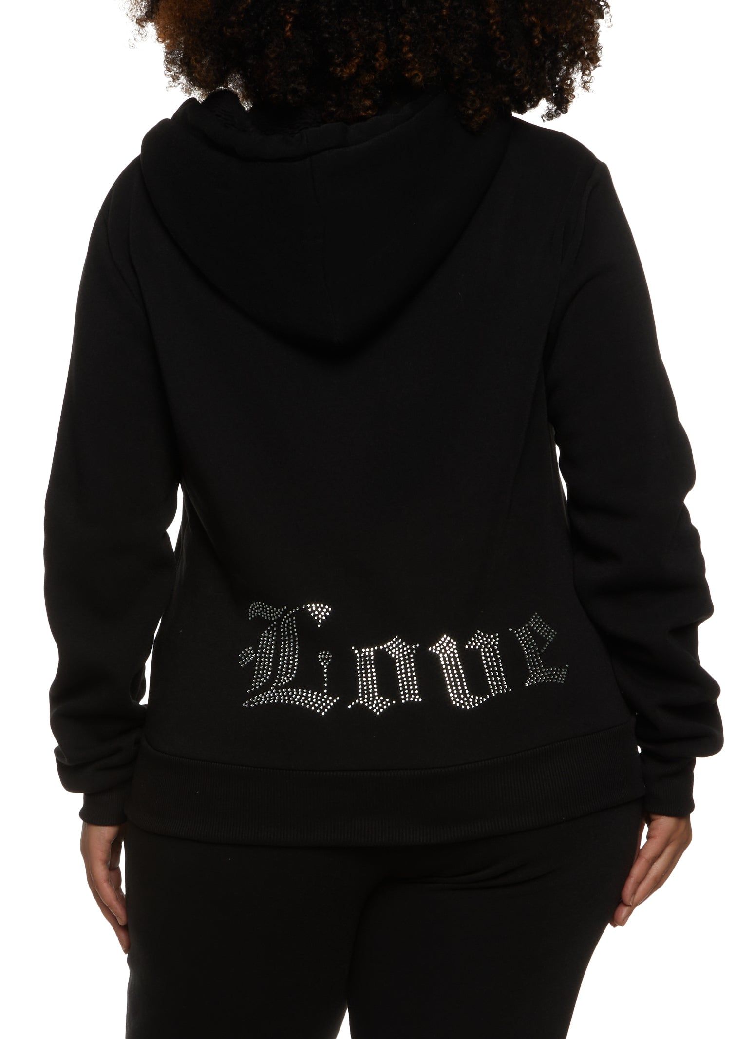 Plus Size Love Rhinestone Zip Front Hoodie sold by Rainbow product image thumbnail 3