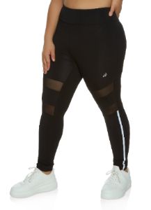Plus Size Mesh Detail High Waisted Leggings sold by Rainbow