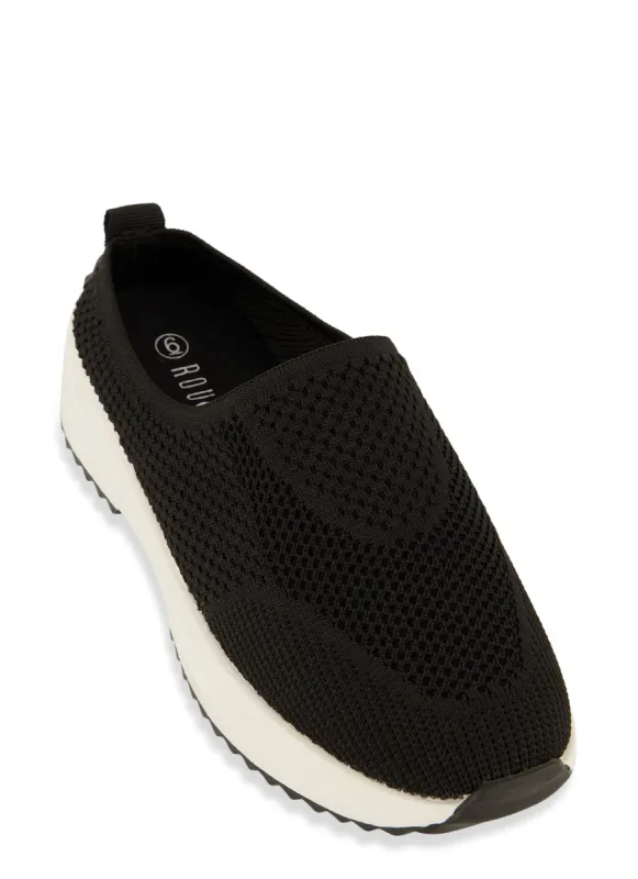 Textured Knit Platform Mule Sneakers sold by Rainbow