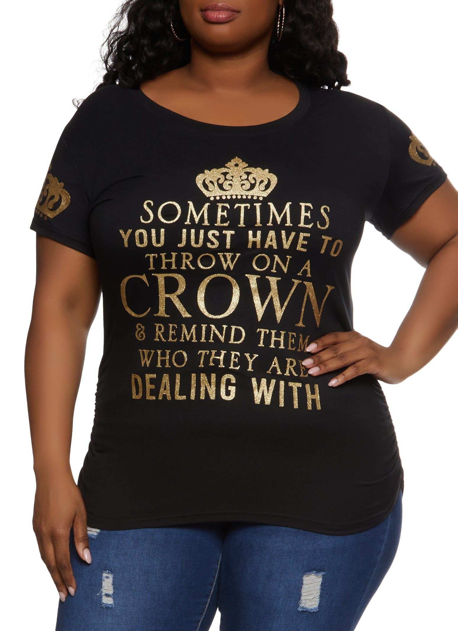 Plus Size Throw On A Crown Graphic Tee sold by Rainbow