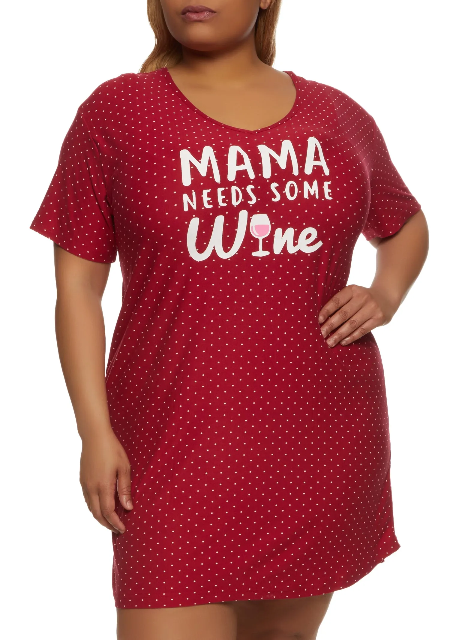 Plus Size Mama Needs Some Wine Nightgown sold by Rainbow