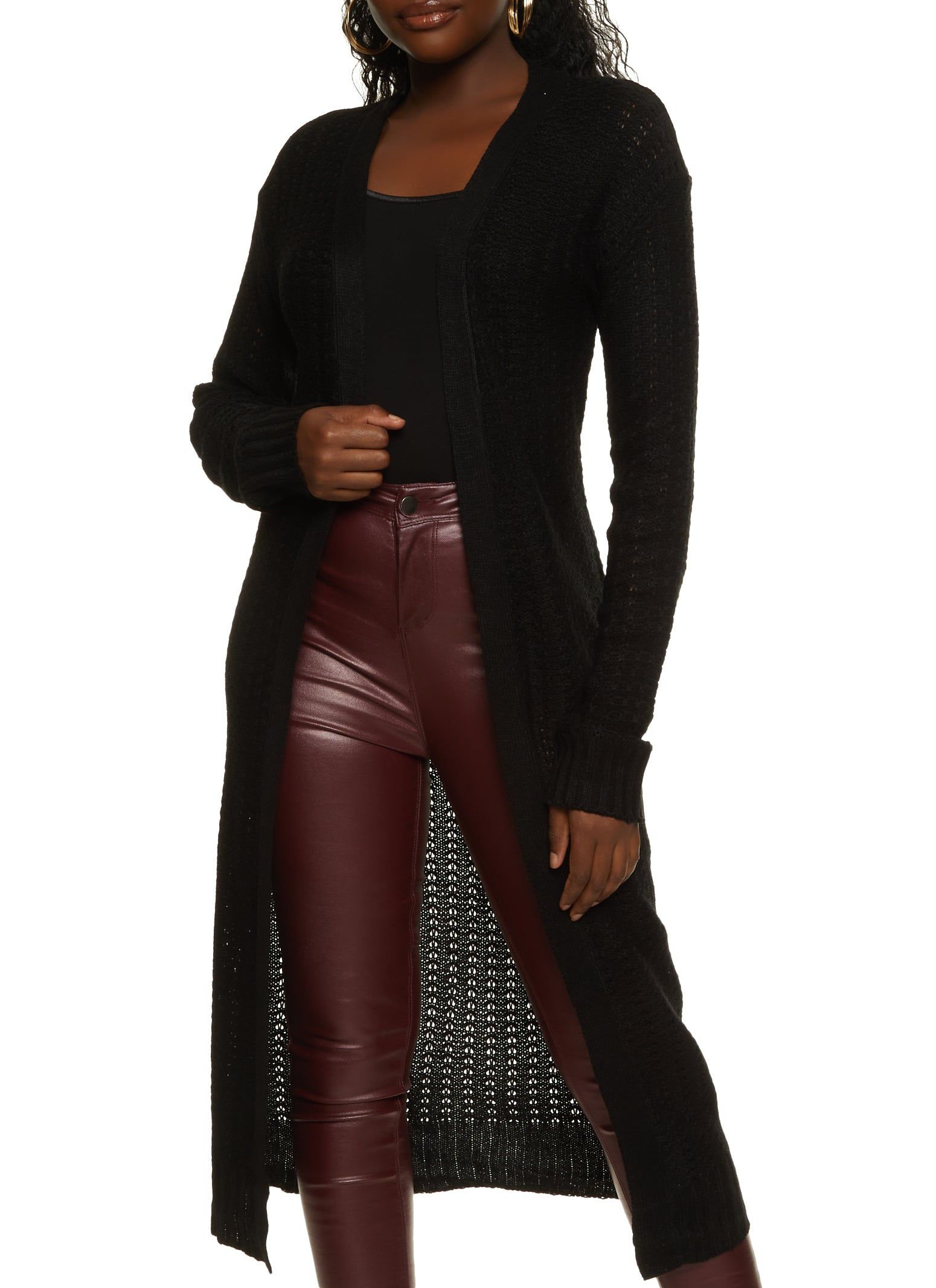 Solid Knitted Long Cardigan sold by Rainbow