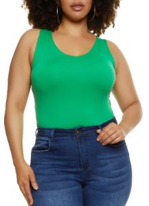 Plus Size Seamless Scoop Neck Bodysuit sold by Rainbow